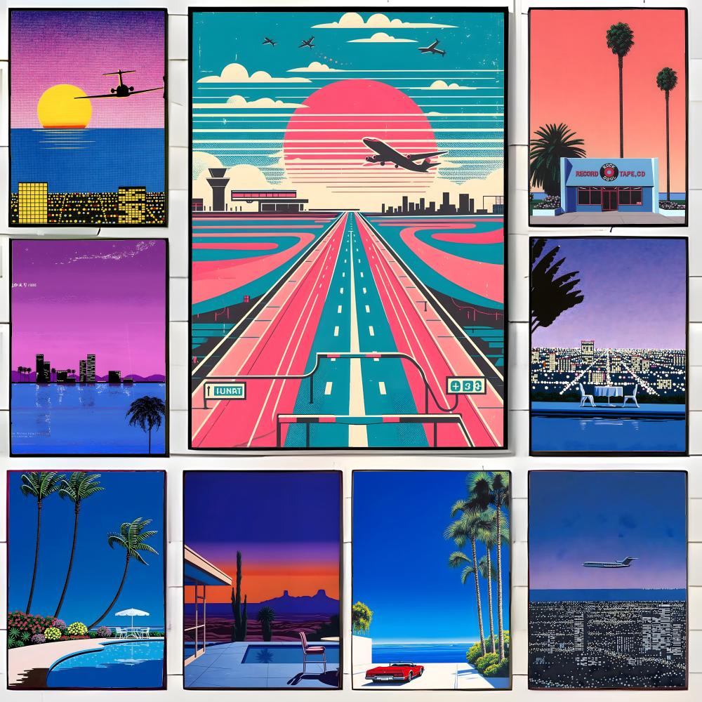 Retro Gaming Pictures - Retro Ilustracja Krajobrazu H-Hiroshi Nagai Plakat