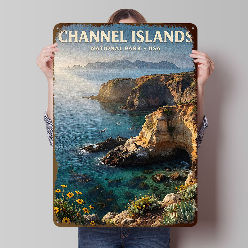 Retro Gaming Island - Metalowy plakat z Parkiem Narodowym Wysp