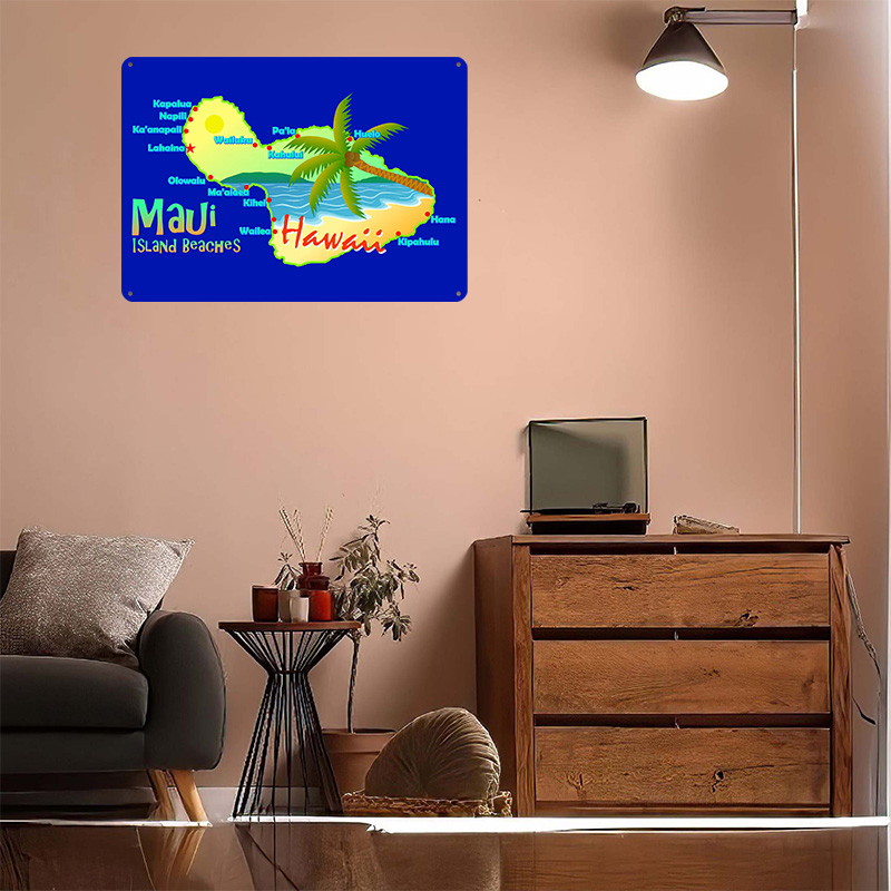 Mapa plaż wyspy Maui, Hawaje,  – Retro Gaming Island recenzja i cena